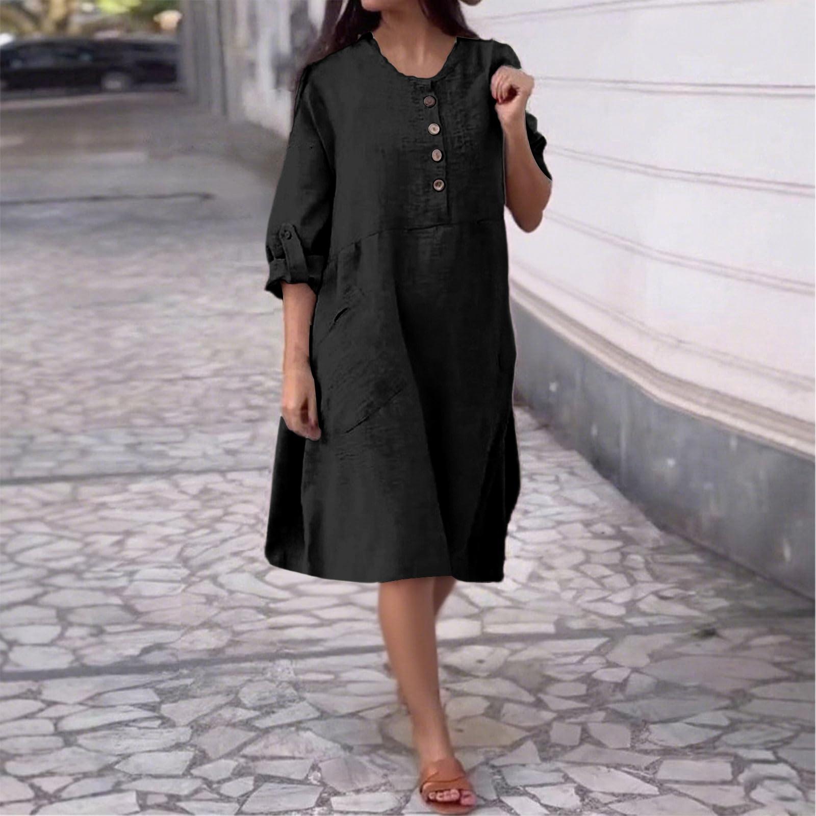 

Women s fashionable casual -color dress S чорний