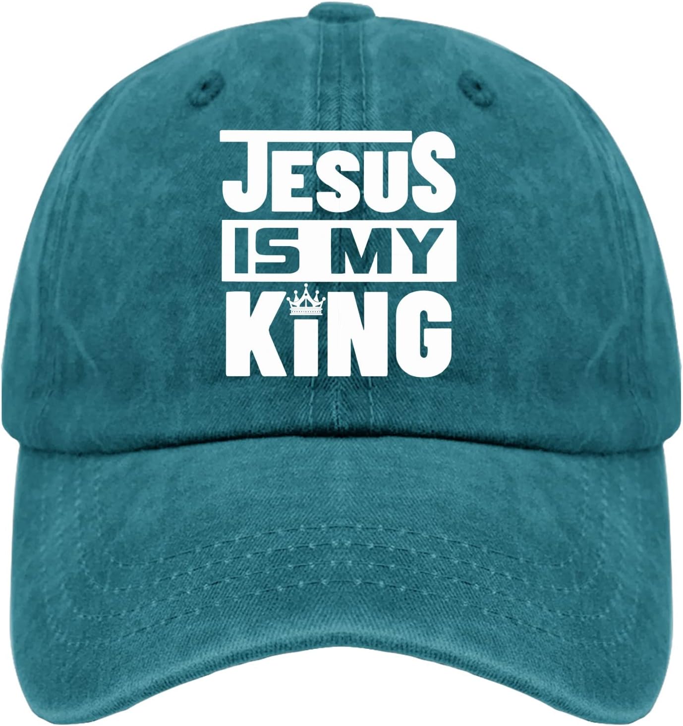 Jesus Is My King Baseball Cap Christian Faith Washed Dad Hat Casual Adjustable One Size