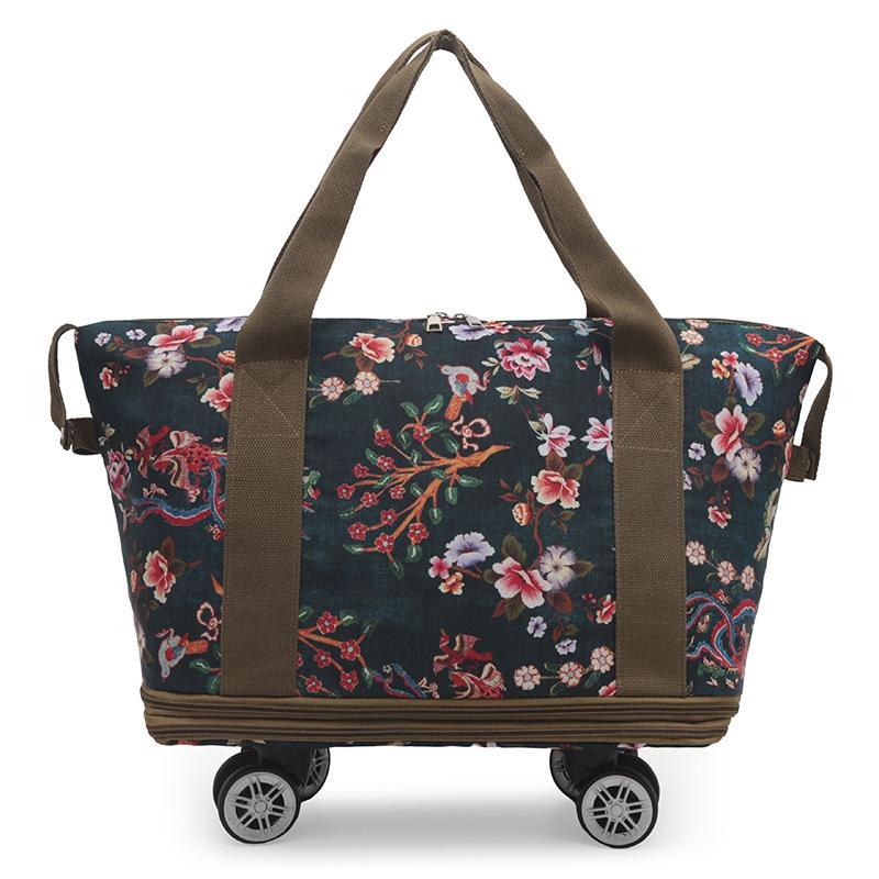 Stylish and personalized design Double-layer expansion portable travel bag with wheels Home moving luggage bag can be set with tie rod