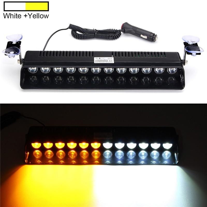 DC 12V 12LED Car Strobe Flash Light Windshield Car Front Gear Sucker Dash Emergency Warning Fog Lamp Red Blue White  Yellow