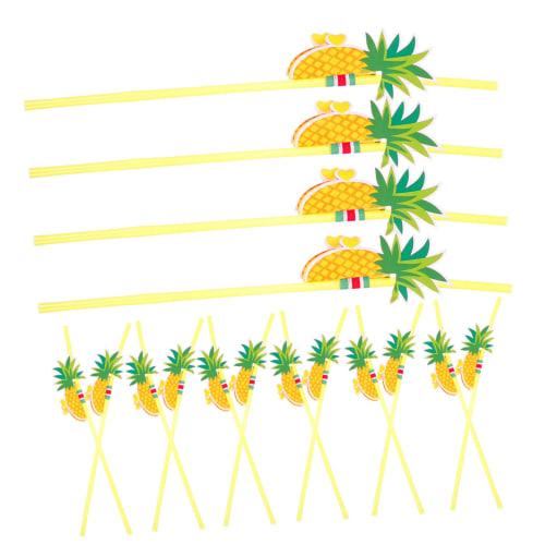 Lurrose 150 Pineapple Straws, Fruit Party Straws, Tropical Paper Straws, Flamingo Straws, Luau Party Straws, Hawaiian Straws, Wine Ties