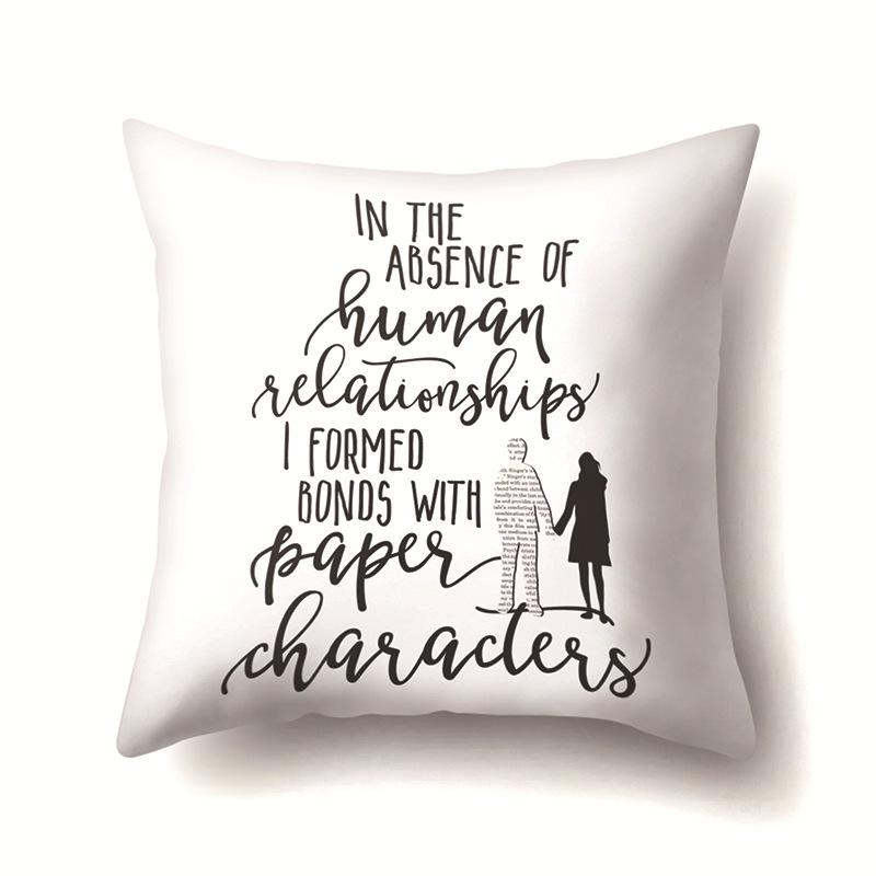 Nordic Style Ins Illustration Graffiti Polyester Pillowcase Car Decoration Home Printed Waist Rest Pillowcase