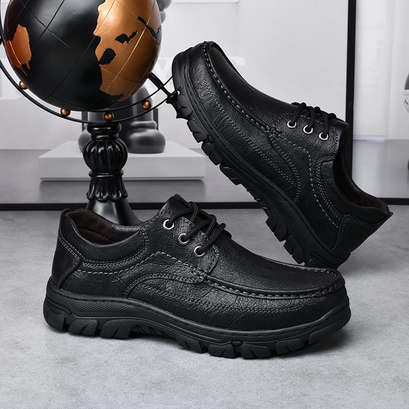 Модная мужская повседневная обувь из натуральной кожи на шнуровке — фото 3