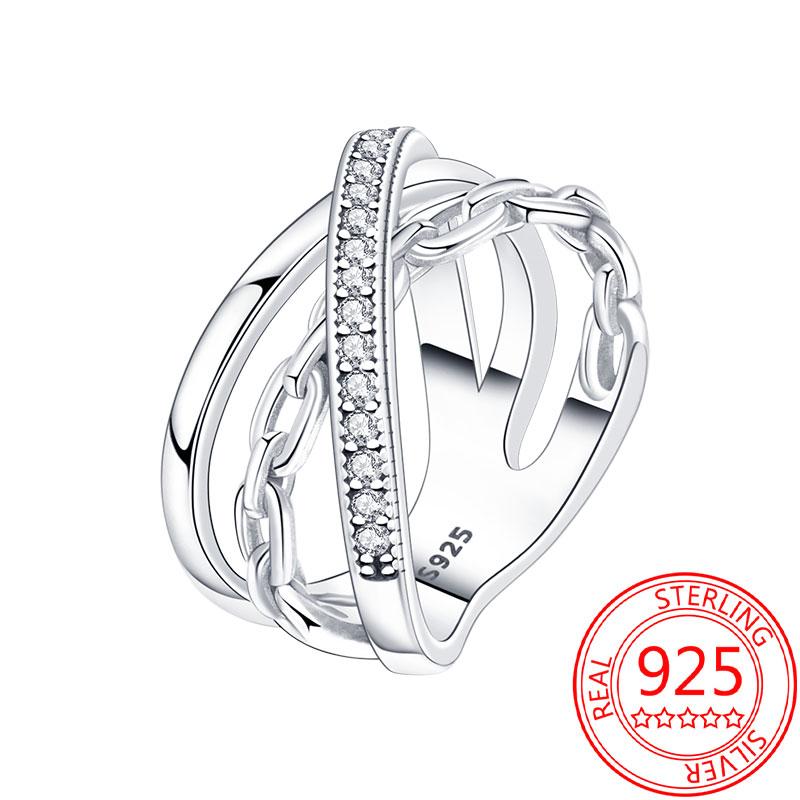 925 Silver Beautiful Stars and Moon Shining Sun Geometry Infinite Combination Ring Boutique Matching Gifts