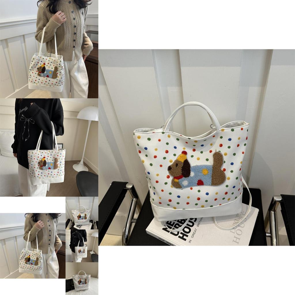 Trendy White Pu Tote Bag For Women Spacious Vintage Crossbody Handbag
