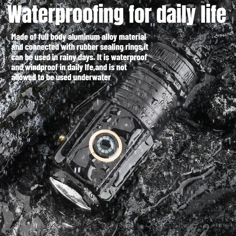 Mini LED Flashlight TYPE-C Rechargeable Portable EDC Torch with Magnetic Base 18350 Battery for Camping Emergency Outdoor