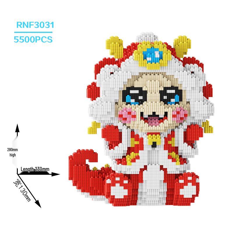 2025 Year of the Snake Educational Building Blocks Toy - Green Snake Puzzle for Boys and Girls, Cute Ornaments and Gifts