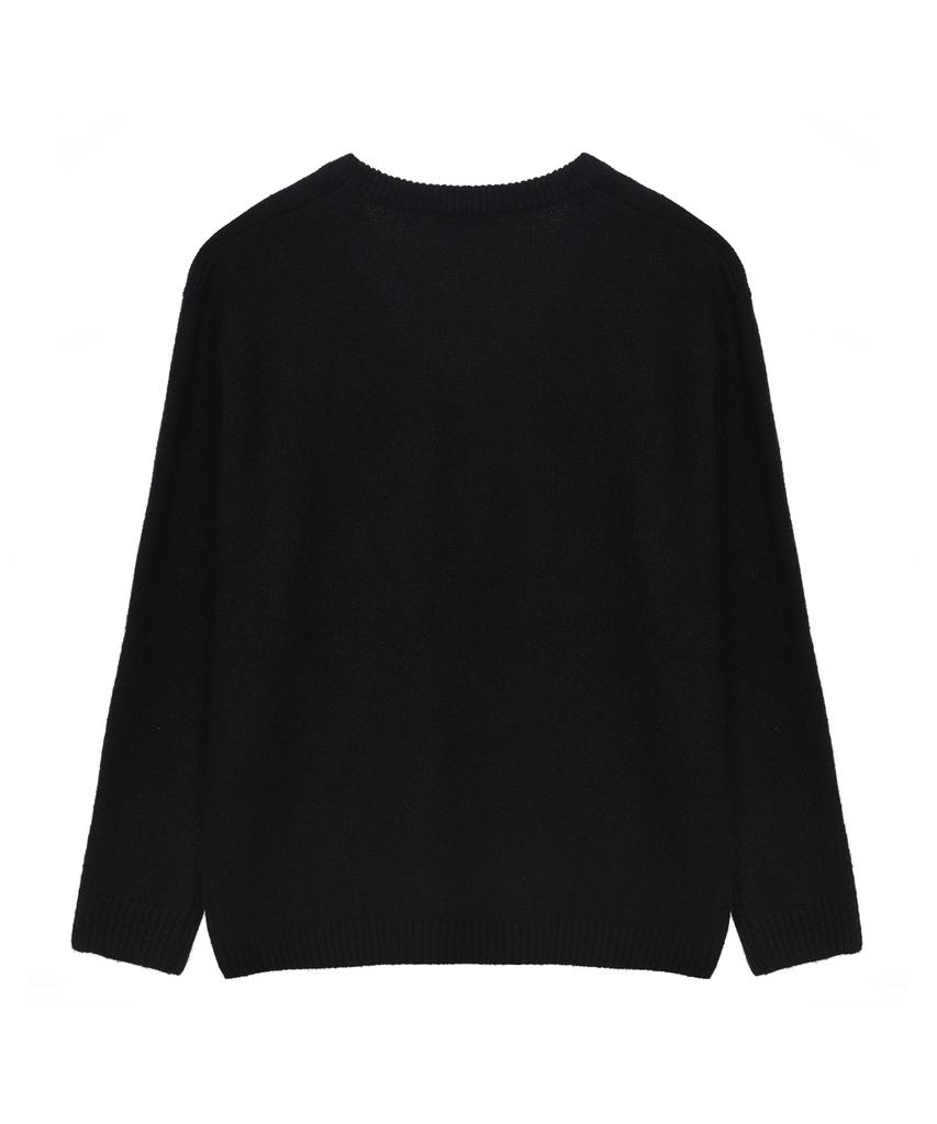 Nigaennikol [Essential] Classical Soft V Sweater_Black