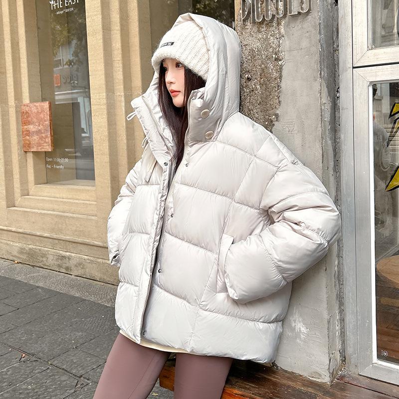 Sports simple cotton clothes New fashionable women's small thickened loose casual anti-season solid color bread clothes