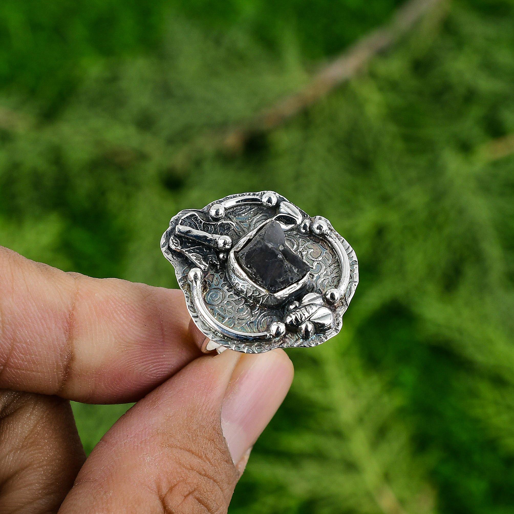 

Natural African Amethyst Rough 925 Silver Promise Adjustable Ring For Girls Adjustable