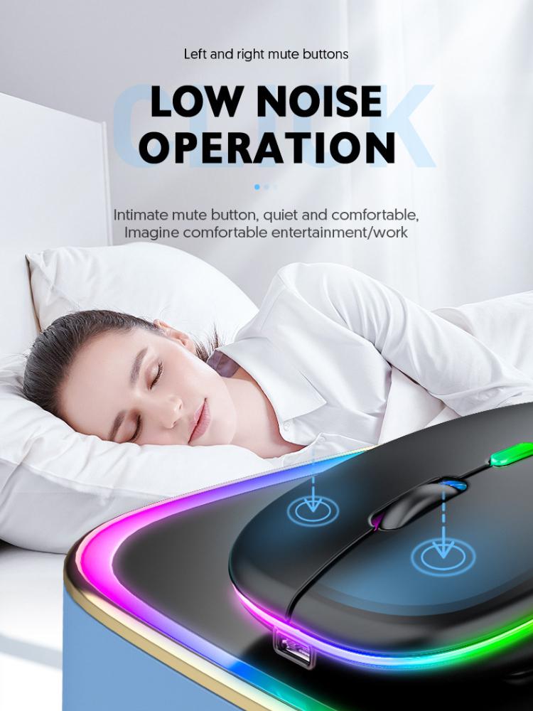 Bezdrátová myš Bluetooth Power Display Svítící nízkošumová ergonomická dobíjecí myš pro domácí kancelářskou hru