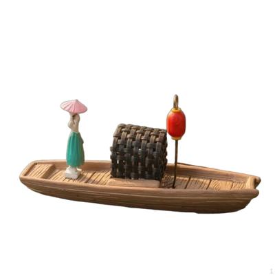 Chinesisches Bootsornament Miniatur-Aquarium-Dekoration Holzlandschaftsdekoration