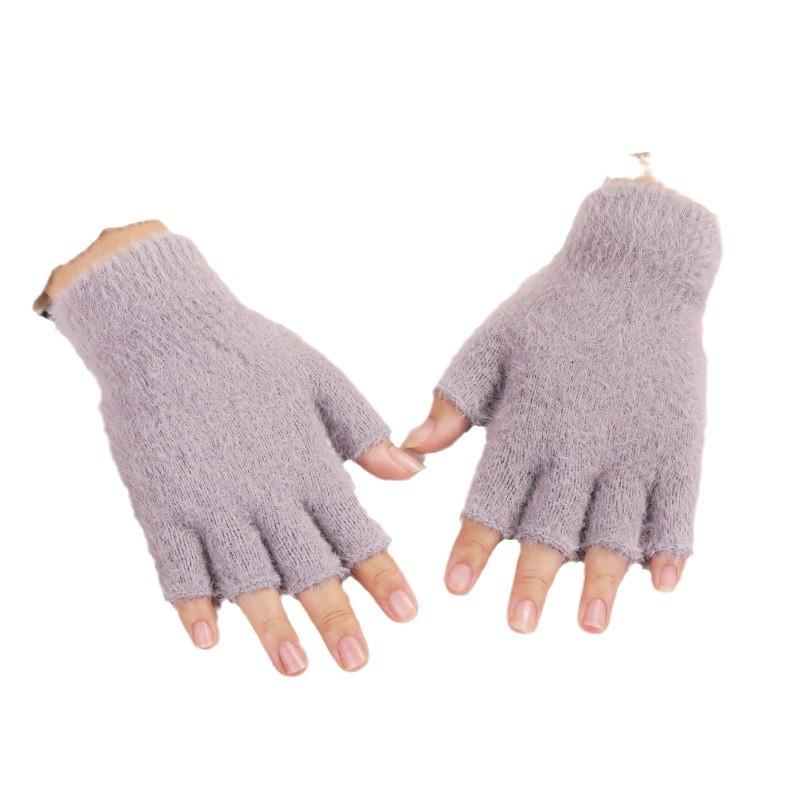 New Style, Half Finger Gloves for Autumn and Winter, Warm and Thickened, Velvet Gloves, Exposed Finger Knitted Gloves, Touch Screen