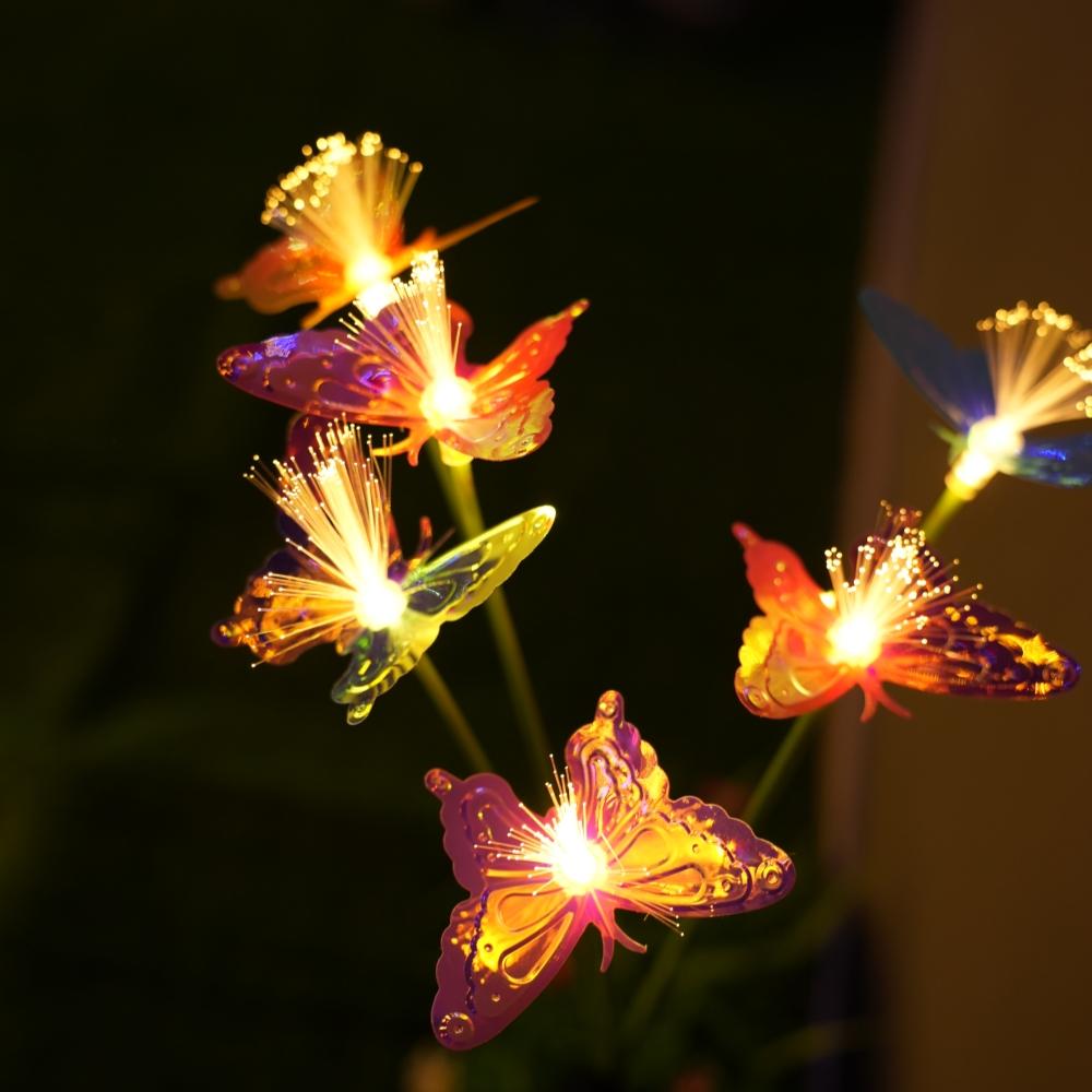 Solar Powered Waterproof Fiber Optic Butterfly Stake Lights Color Changing Fairy Lights for Outdoor Garden Patio Yard Wedding
