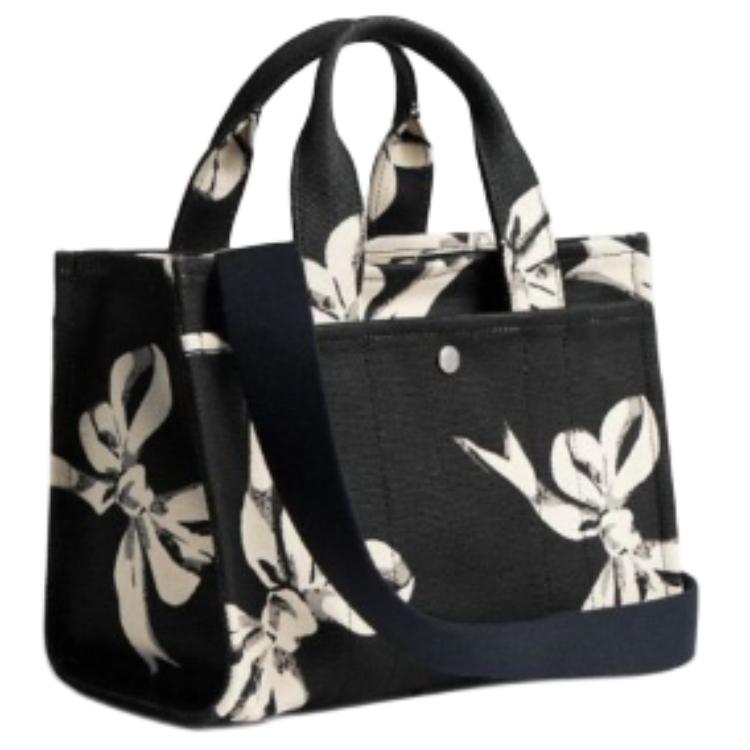 Coach Cargo 26 Top Zip Closure Tote Bag Shopping Bag Shoulder Crossbody Bow Print Fabric Handbag Medium Women Tote Black CY842-LHBLC