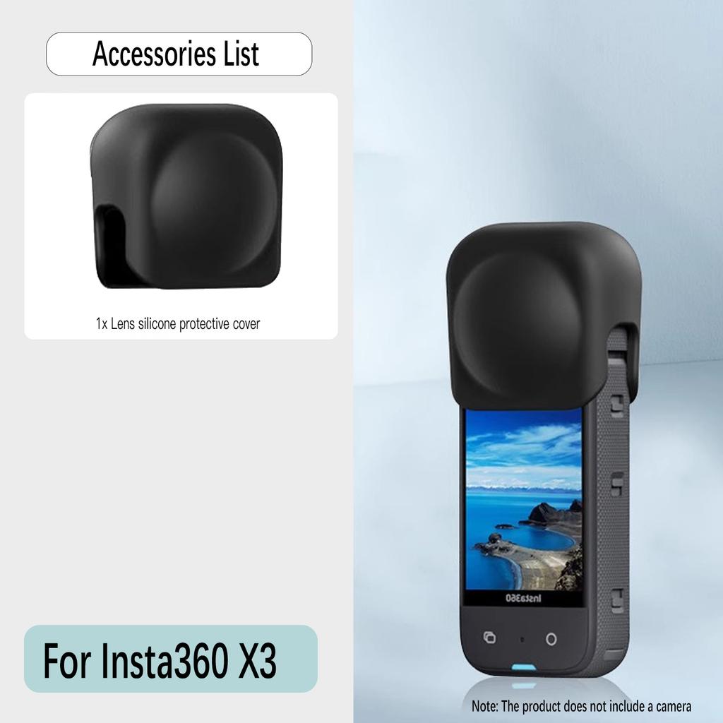 Geeignet für Insta 360 X3/X4/X5 Silikon-Objektivschutzhülle, gehärtete Folie, Objektiv-PC-Schutzlinse