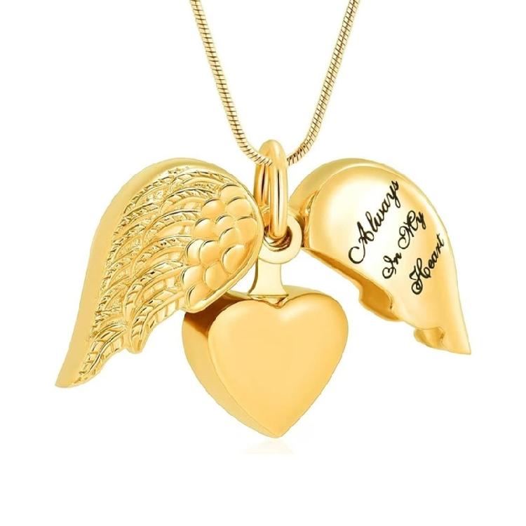 Everlasting Pet Ashes Necklace Heart Wing Design Cremation Jewelry For Keepsakes