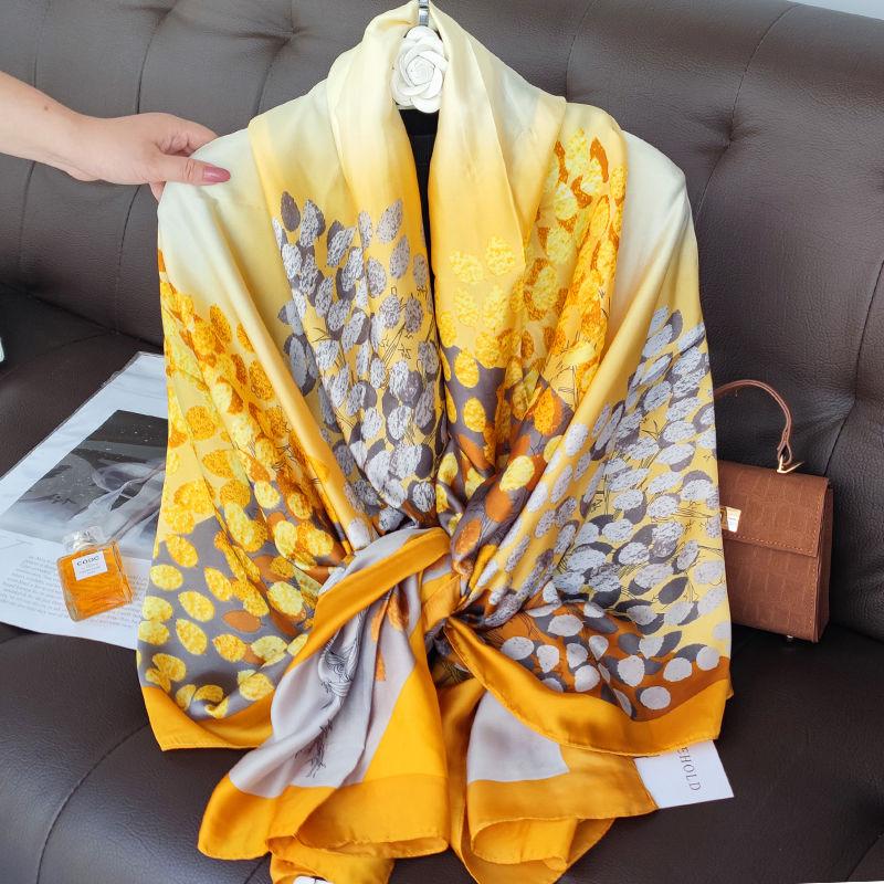 new 180*90cm fashion muffler Women Silk Winter Scarf Luxury Design Print Lady Beach Shawl Fashion Smooth Foulard Female Hijab