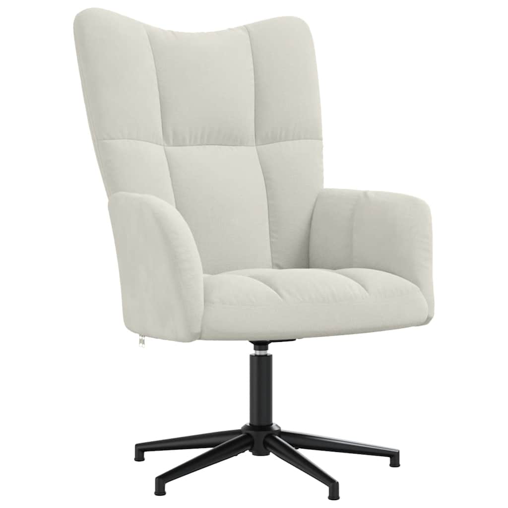 Relax Armchair with Footstool Cream White Velvet