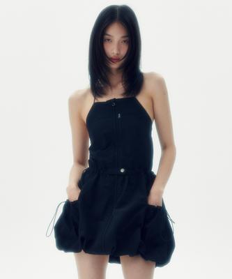 Leoninghai Sleeveless Balloon Mini Dress [Black]