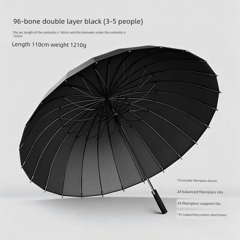 Ombrello Dritto Automatico a Doppio Strato con 96 Stecche, Extra-Large, Allargato, Ispessito, Rinforzato, Antivento, Resistente alla Tempesta, Ombrello Speciale Grande con
