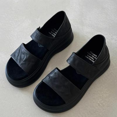 Soft Leather~ Platform Sandals Women's Summer Wear Retro Casual Heightening Skirt Beautiful Versatile Soft-soled Roman Shoes