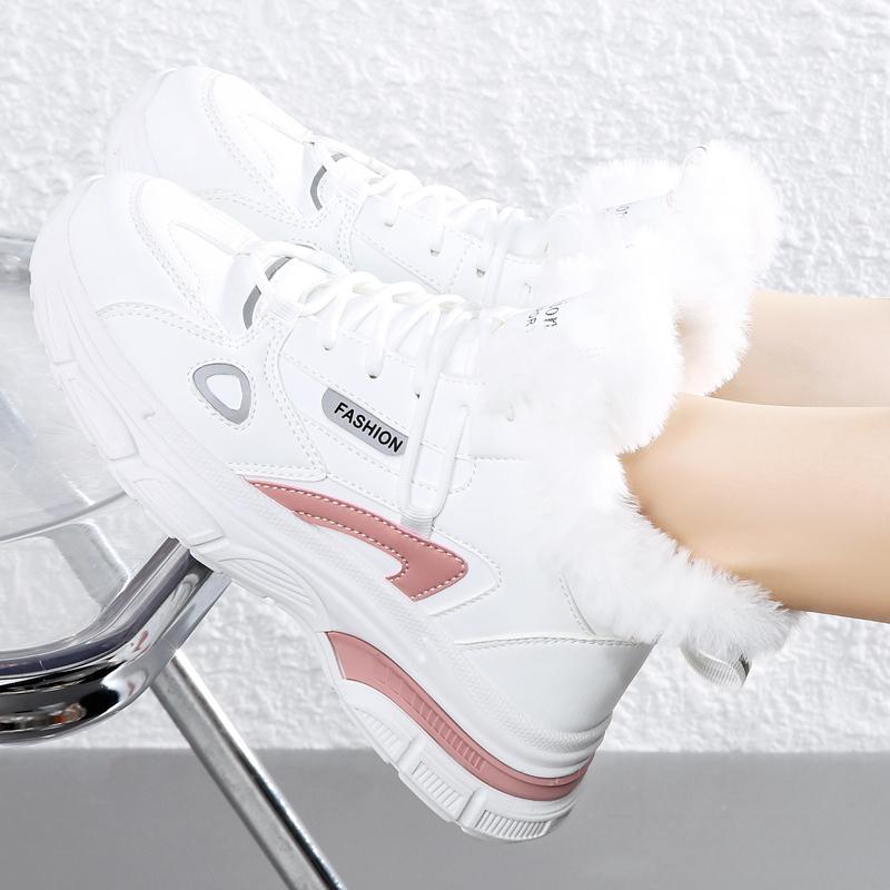 36-43 Winter Dames Grote Mode Pluche Casual Katoenen Schoenen Sneeuwlaarzen Warm Sportieve Papa Schoenen Dames Korte Laarzen