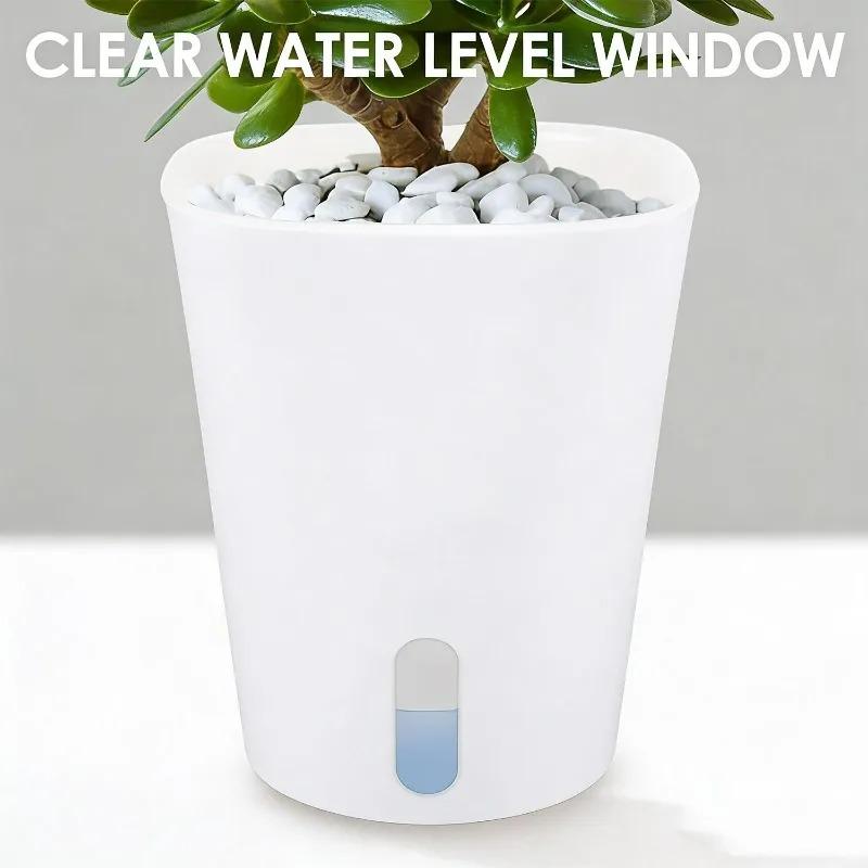 4/1x Self Watering Planter Pot Outdoors Plants Plastic Plant Pots Home Lazy Flowerpot with Water Level Garden Decor Supplies