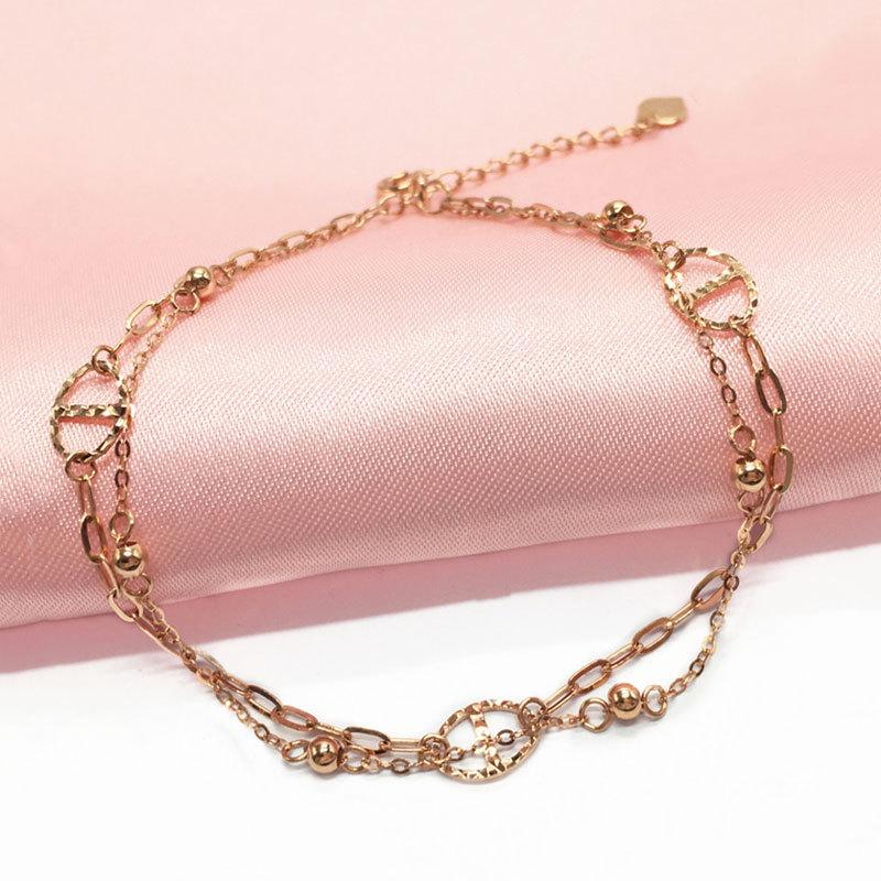 Rose Gold-Plated Purple Gold Fashion Double-Layer Japanese Character Bracelet Women'S Personalized Bracelet
