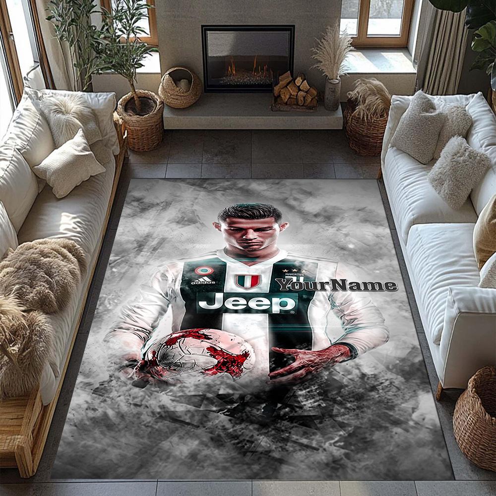 Cristiano Ronaldo 112 Customized Name Floor Rug Office Rug Suitable for Playrooms Dining Room Kitchen Bedrooms Antislip Carpet Decorate Offices