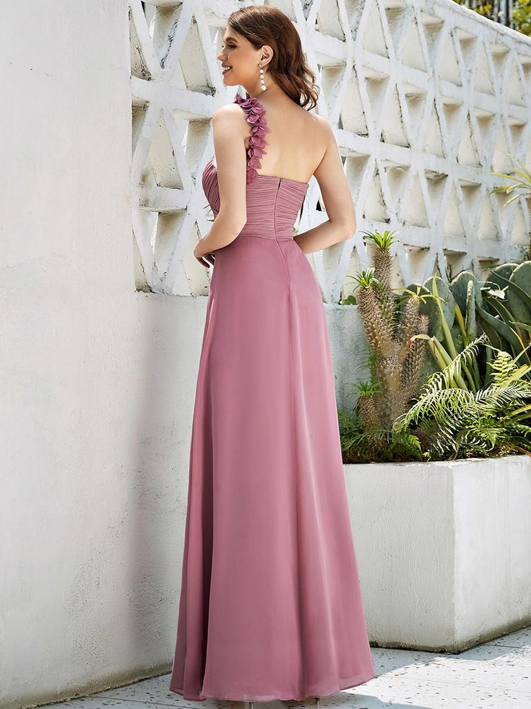 PAVERJER Abito Damigella D'Onore Lungo In Chiffon Prugna | Scollo A V Con Spacco, Vita A-Line, Taglie Forti 54