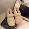 Gentle Fairy Wind Round Head Word with Lamb Wool Shoes Female Autumn and Winter Wear Flat-bottomed Pregnant Women Warm Bean Cotton Shoes