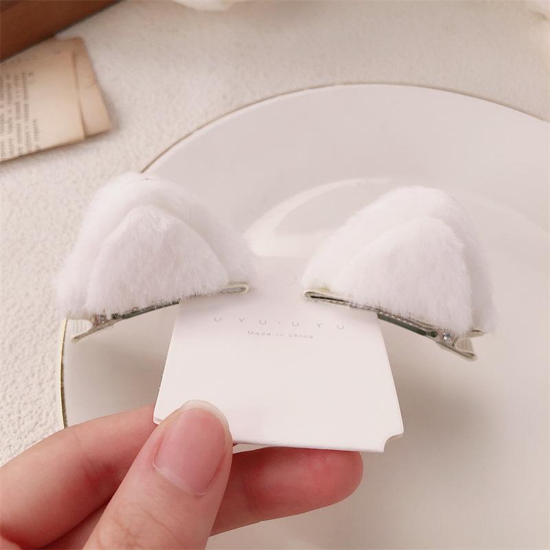 2Pcs Plush Cat Ears Steamed Cat Ear Shaped Bread Children Hair Clip Cute Cartoon Stereo Clip Little Girl Hair Accessory For Dail
