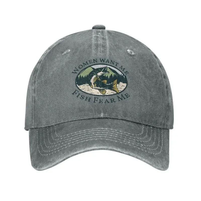 2025 Cotton Women Want Me Fish Fear Me Baseball Cap Men Women Adjustable Dad Hat Outdoor Casual and Versatile Sun Protection