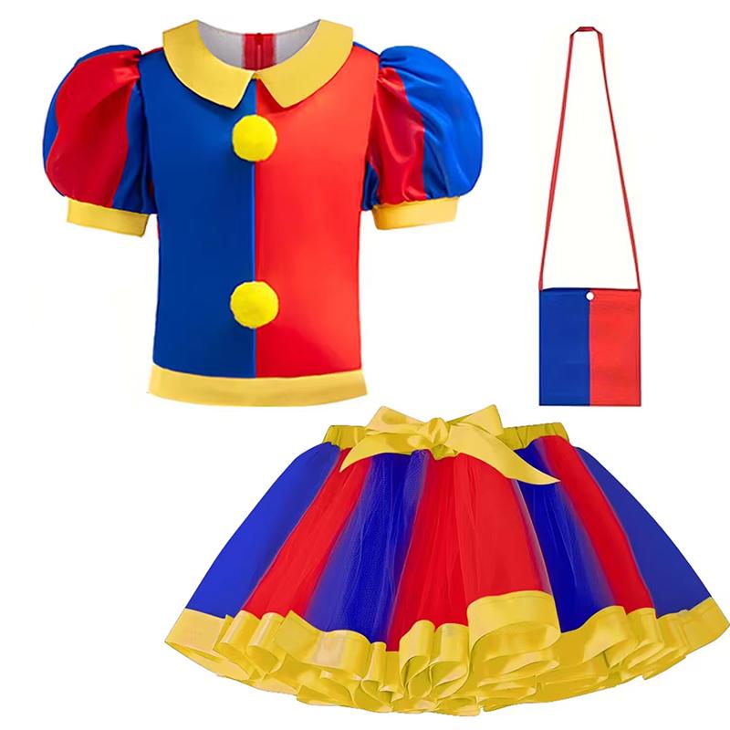 Kinderen Meisjes Themafeest Rok Pak Verjaardagscadeau Clown Cosplay Kostuum Kinder Podiumoptreden Sets Halloween Carnaval Outfits 110 blue