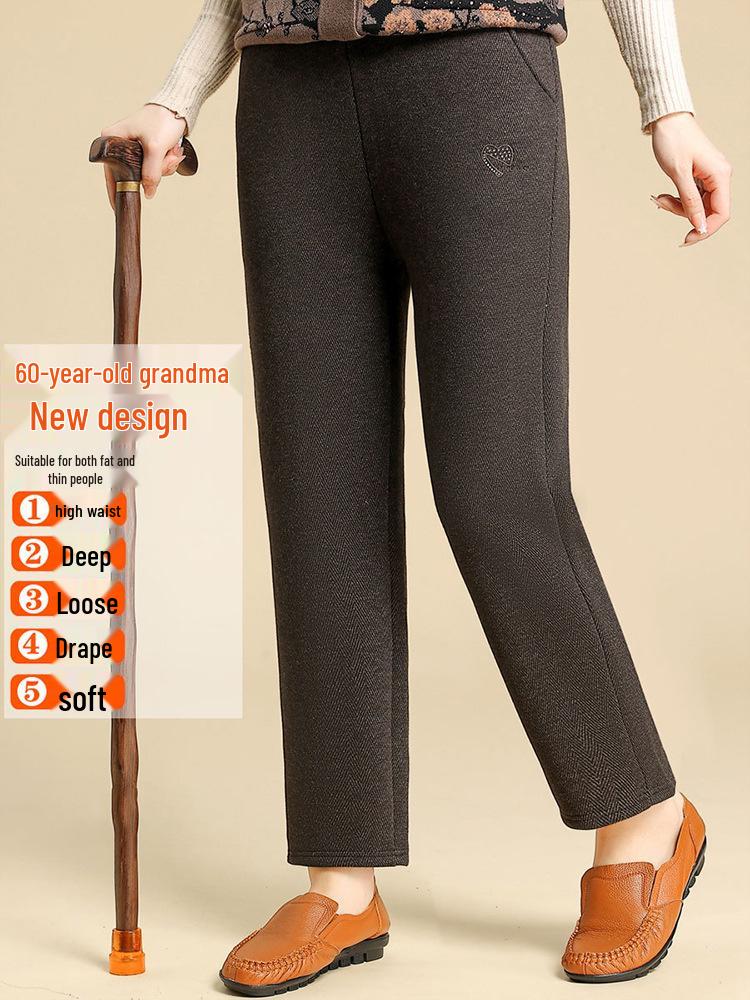Velvet Straight-Leg Pants for Women - Winter and Spring Fashion for Elderly & Middle-Aged
