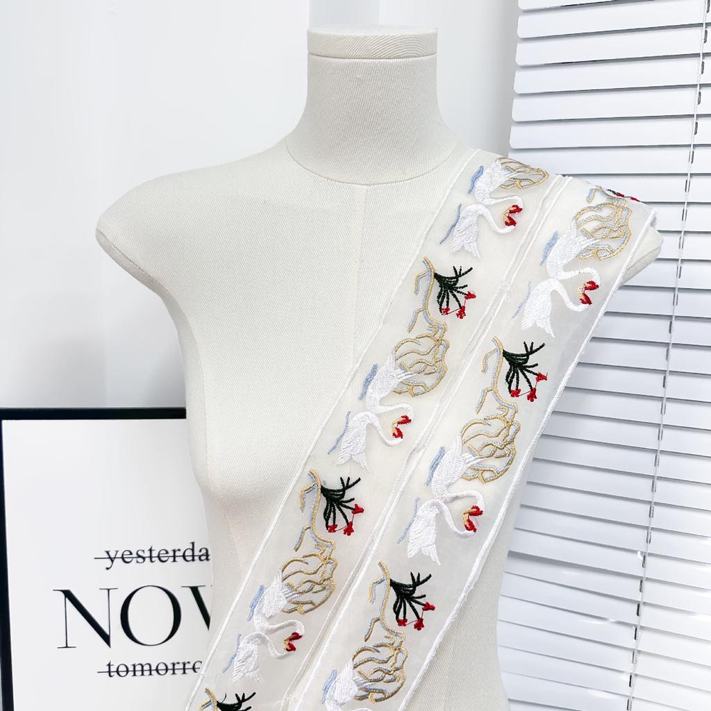 Eugen Yarn Embroidery Barcode National Style Clothing Hanfu Costume Skirt Head Belt Hair Accessories Decorative Lace Accessories