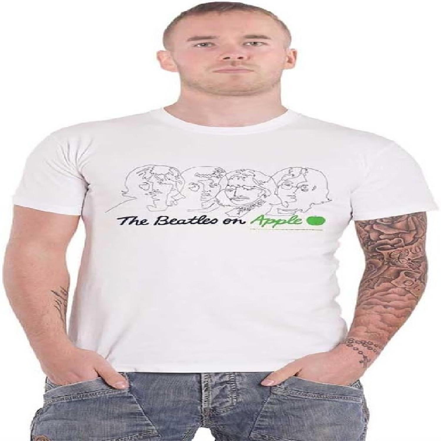 The Beatles T Shirt Band Logo On Apple Official Mens White Size L XXXXXL белый