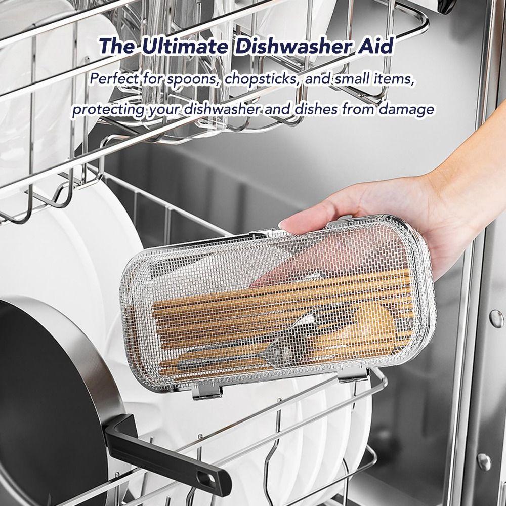 304 Stainless Steel Dishwasher Silverware Basket with Buckle Chopstick Holder  for Small Item