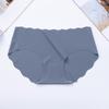 Ice Silk Mid-Waist Wave Edge Women's Triangle Panties - Summer Thin Style, Solid Color