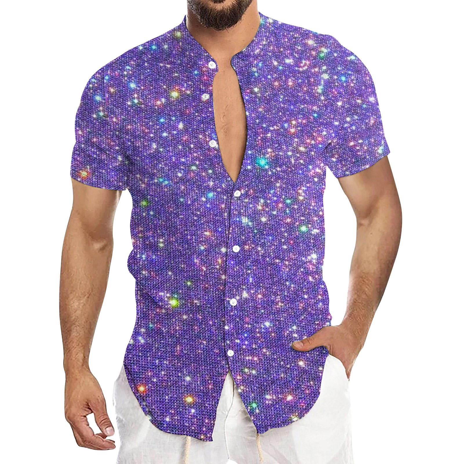 

Мужская летняя новая свободная рубашка с коротким рукавом с принтом, кардиган, пляжная рубашка XXXXL фиолетовый