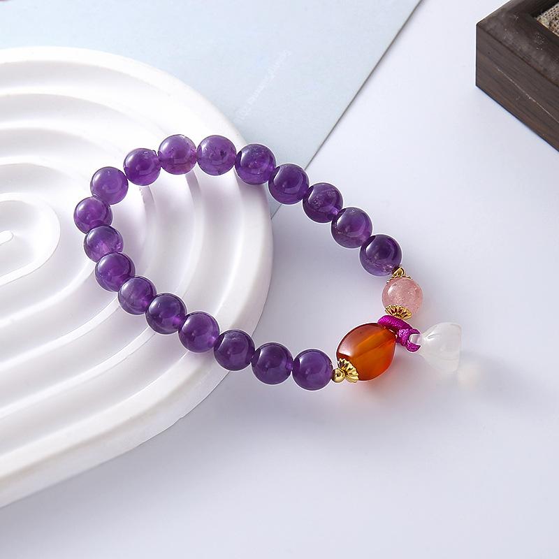 

Natural amethyst round bead bracelet. Bangles Women Fashion Jewelry daily accessories Gift аметист