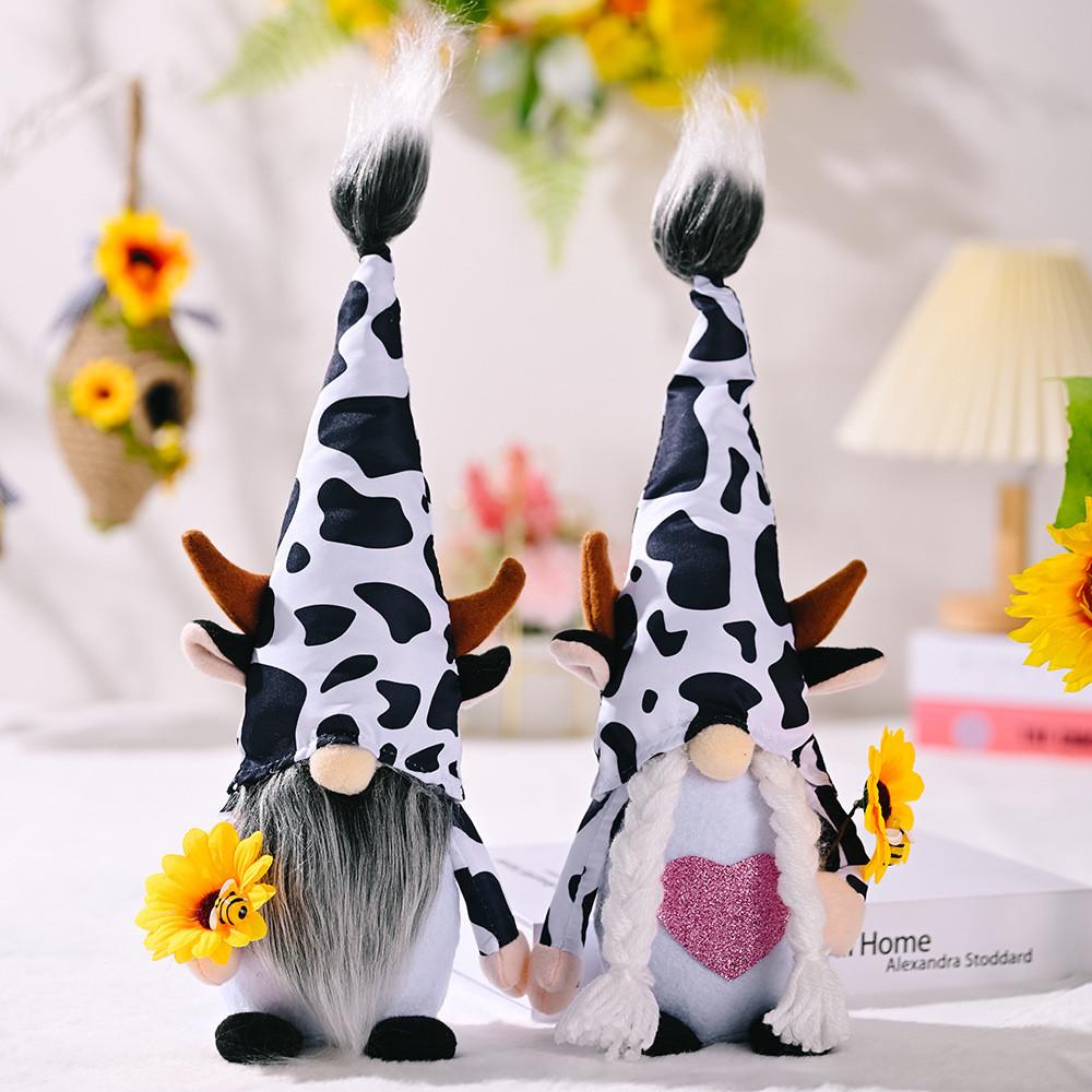 Cow Unique Sunflower Plush Doll With Bee Design For Whimsical Home Accent
