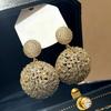 Elegant Luxury Square Zircon Semi-round Ball Stud Earrings Party Wedding Delicate Sparkling Ear Accessory