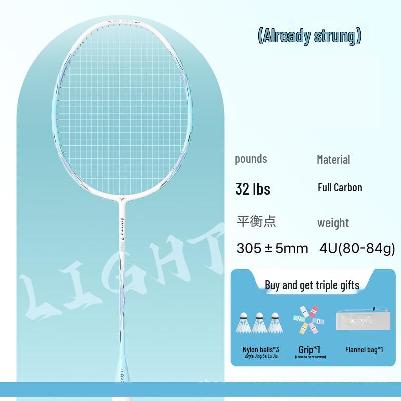 WEZHO Aurora 7 Pro Badminton Racket (Blue White Carbon)