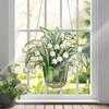 1 Stück Sonnenfänger aus Buntglas mit Maiglöckchen-Motiv, leuchtende Farbe, auffällige Fensterdekoration für jedes Zimmer, Fenster, Garten im Freien