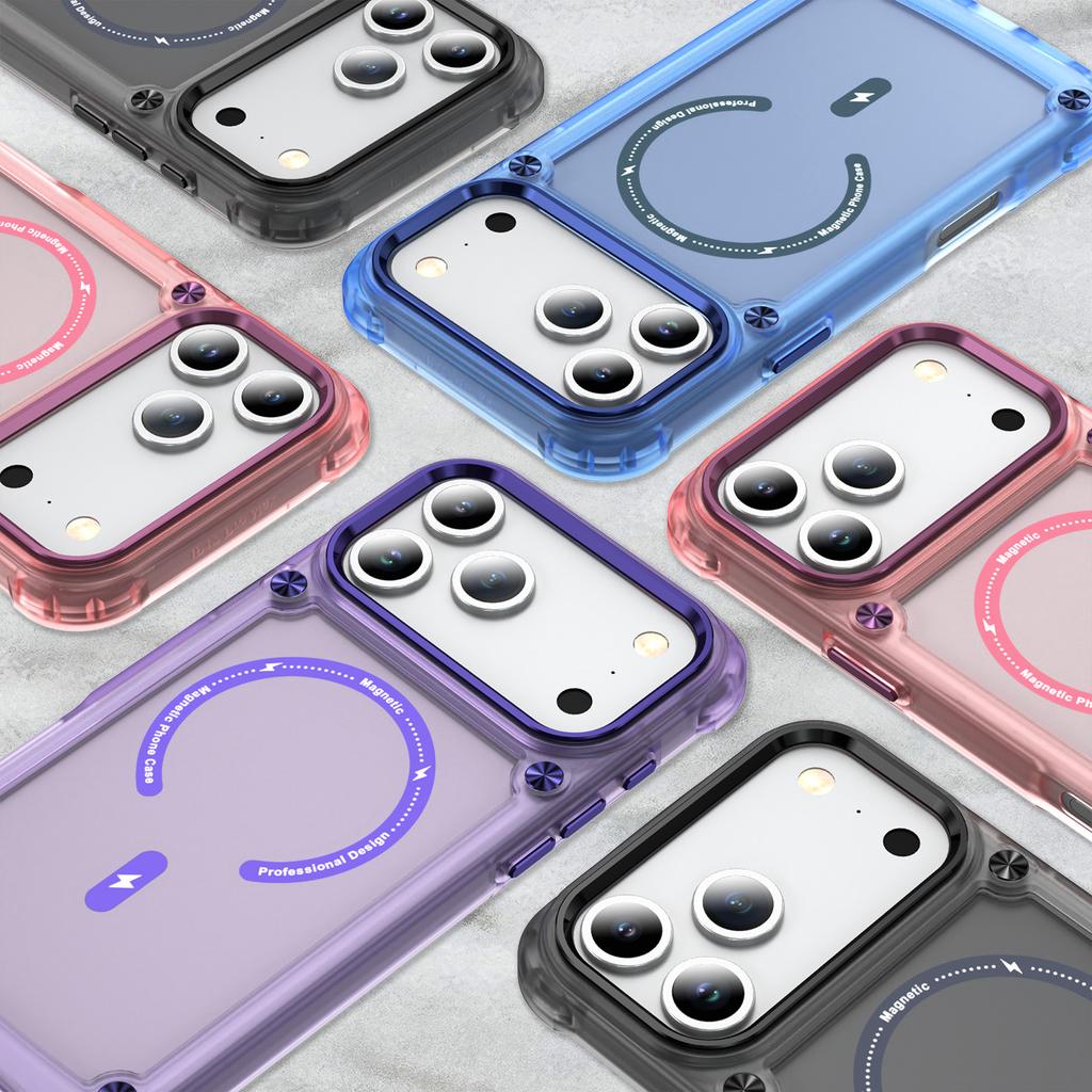 For iPhone 17 Pro Max Case Skin Touch TPU+PC Phone Cover with C-type Magnetic Ring