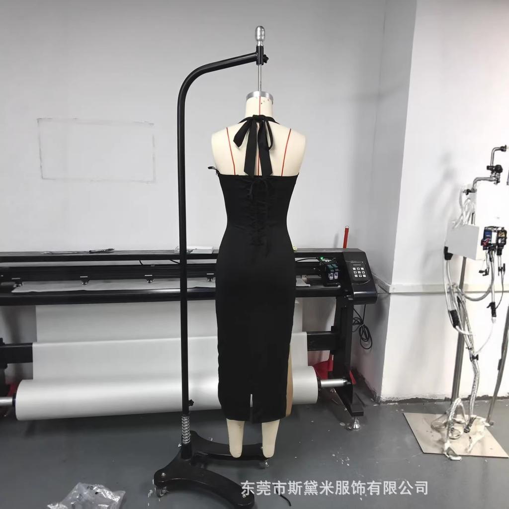 SDM110 Temperament Black Tube Top Hanging Neck Tight Hip Dress Spice Girl Vacation Dress