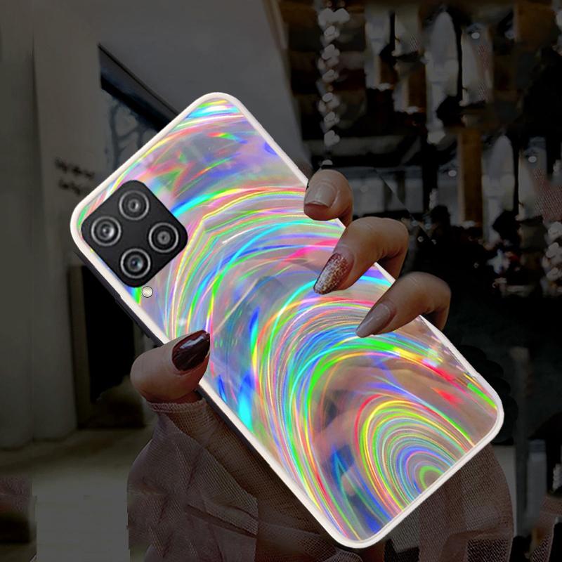 For Samsung M32 Case Luxury Bling Rainbow Mirror Soft Back TPU Cover For Samsung Galaxy M32 4G 5G Glitter Phone Case for Samsung M 32 Shockproof Cases