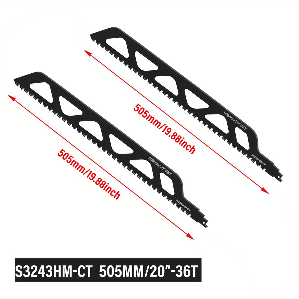 2/1 buc Pânză de ferăstrău reciproc profesională cu carbură 240/305/455/505mm Beton Placă de ciment Cărămidă Ferăstrău sabie Lemn Metal Demolare